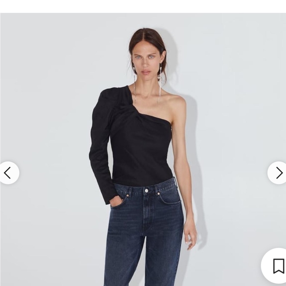 ZARA Linen asymmetric one shoulder top